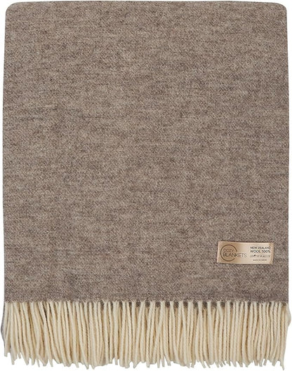 | Wool Blanket/Throw | 100% New Zealand Wool | Perfect for Home and Outdoors | Virgin Wool Throw with Fringes 75"x87" (190 x 220 cm)
