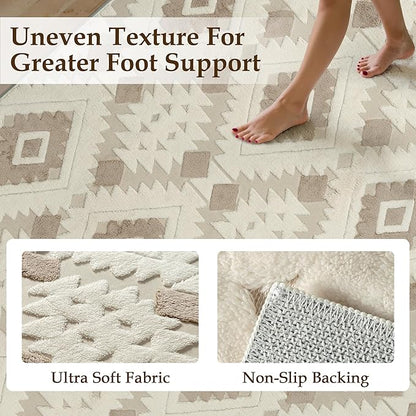Ivory Brown 4x6 Area Rug Washable Moroccan Shag Office Carpet Non Slip Soft Neutral Boho Floor Mat Plush Pile Throw Rug for Entryway Kitchen Dining Room Bedroom Living Room