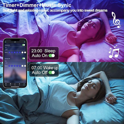 Under Bed Lights Motion Sensor LED Light Strip, 20ft 3 Mode RGB Motion Activated Bed Light with Music Sync and Timer, Color Changing Dimmable LED Light for Bedroom Stair