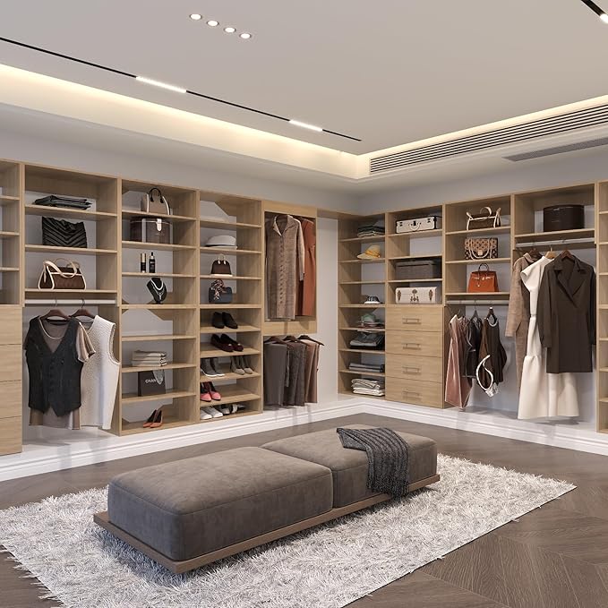 Shoe Shelf Short Tower Closet Unit, Modular Closet System, Wood Closet System Organizer with Storage for Walk In Closets, Clothing Rack for Hanging Clothes, Bedroom, Wood, 19.5"W