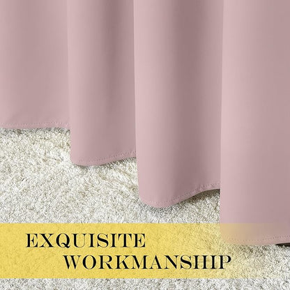 NICETOWN Baby Pink Curtains for Nursery, Sliding Glass Door Grommet Thermal Insulated Blackout Curtain Room Divider Sound Reducing Window Treatment for Kids Room/Bedroom, 1 Panel, W100 x L84