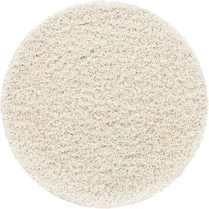 Unique Loom Solid Shag Collection Area Rug (3' 3" Round, Snow White)