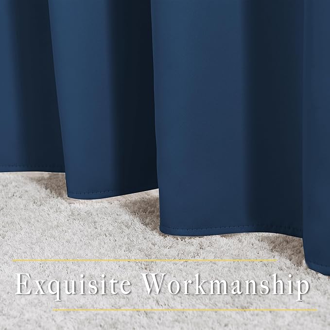 NICETOWN Light Reducing Grommet Curtains - Triple Woven Textured Soft Curtain Panels for Living Room Window Treatment Drapes for Sliding Door (W80 x L108, Moroccan Blue, 2 Pieces)