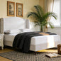 King Size Bed Frame with 54" Extra Tall Headboard - Luxury Chenille Upholstered Wingback Platform Bed, 1000lbs Heavy Duty, No Box Spring Needed(Ivory White Chenille Camelback, King)