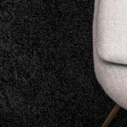Unique Loom Solid Shag Collection Area Rug (5' 3" Round, Jet Black)