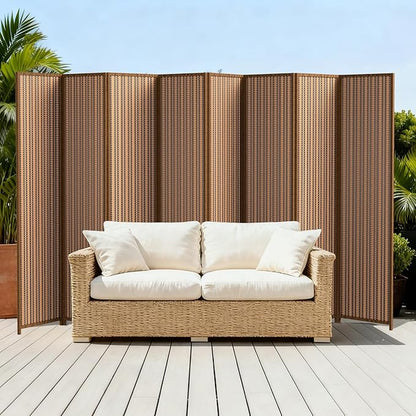8 Panel Room Divider and Extra Wide Folding Privacy Screen, 126" W x 67" H, Bamboo Room Divider for Room Separation