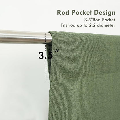 DriftAway Double Layer Linen Blackout Tie Up Curtains Thermal Insulated Fully Lined Balloon Roman Shade Bathroom Window Adjustable Rod Pocket for Small Window 45 Inch by 63 Inches Olive Green