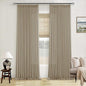 Neutral Pinch Pleated 96 Inch Curtains 2 Panels Set for Windows Flax Linen Textured Drapes Pinch Pleat Back Tab Privacy Light Filtering Greige Curtain Drape with Hooks Rings for Living Room Bedroom