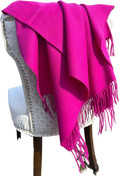 Alashan Cashmere Blend Ripple Finish Woven Throw (Fuchsia)