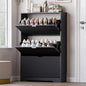 Entryway Shoe Cabinet with 3 Flip Drawers, Narrow Shoe Organizer Cabinet with Fluted Panel and Adjustable Shelves for Foyer, Hallway