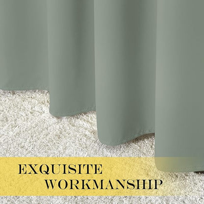 NICETOWN Room Darkening Short Curtain 54 inches Long for Living Room, Grommet Sound Reducing Thermal Insulated Curtains for Bedroom Nursery Window, 46W x 54L, 1 Piece, Sage Green