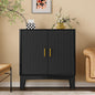 Storage Cabinet with Doors and Adjustable Shelf, Modern Fluted Sideboard Buffet Cabinet, Freestanding Coffee Bar for Kitchen, Pantry, Entryway, Living Room (Black)