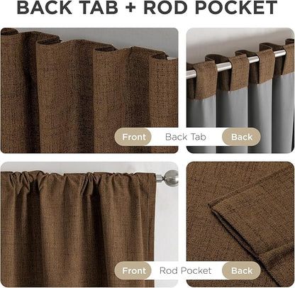 Joydeco Blackout Curtains for Bedroom - 108 Inch Long 100% Light Blocking 2 Panels Cappuccino Drapes, Thermal Insulated Room Darkening Curtains, Linen Textured for Living Room, Rod Pocket & Back Tabs