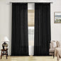 Black Linen Curtains 102 Inches Long 2 Panels for Living Room Modern Thick Linen Flax Pinch Pleated Memory Trained Light Filtering Ceiling Semi Sheer 102 Inch Curtain with Hook Rings Back Tab