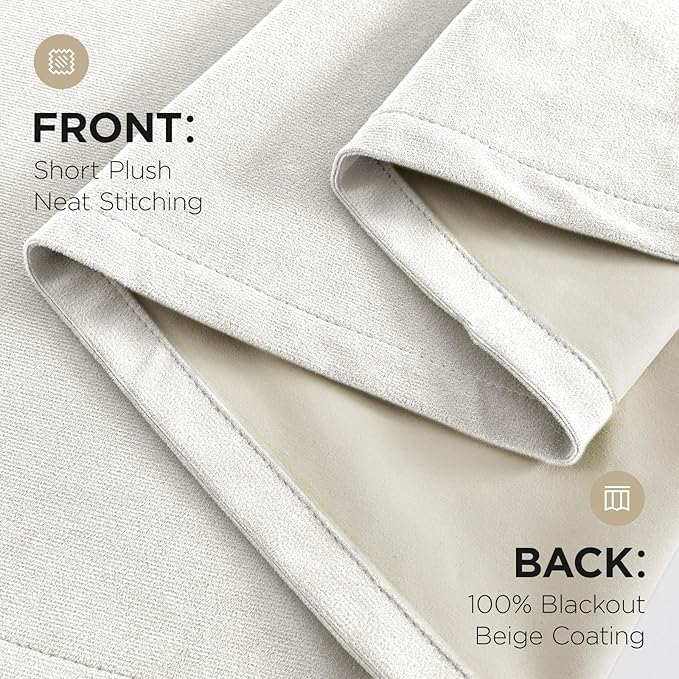 Joydeco White 100% Blackout Curtains 84 Inch 2 Panels, Luxury Thermal White Velvet Curtains for Bedroom Living Room, Soundproof Blackout Window Drapes, Grommet Top (52W x 84L)