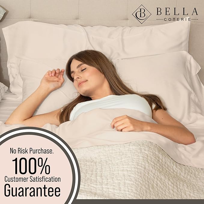 Bella Coterie Luxury Bamboo Viscose California King Size Duvet Cover Set | 100% Organically Grown | Corner Ties | Ultra Soft | Cooling | Two Pillow Shams | 106 x 94 | No Insert [Champagne]