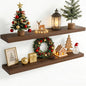 48 Inch Floating Shelves for Wall, 8 Inch Deep Floating Shelf for Storage & Display, Rustic Wall Mounted Shelf with Invisible Brackets for Living Room, Kitchen, Bathroom, Home Decor, Set of 2, Walnut