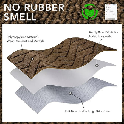 hicorfe Indoor Doormat,Front Back Door Mat Rubber Backing Non Slip Door Mats 20"x59" Absorbent Resist Dirt Entrance Doormat Inside Floor Mats Entryway Washable Low-Profile for Patio,Garden(Dark Brown)