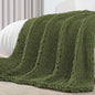 Carriediosa Chunky Knit Throw Blanket 60" X 80" Twin, 100% Hand Made Large Chenille Loop Yarn Soft Fluffy Throws for Couch Sofa Bed, Big Crochet Cozy Heavy Thick Cable Woven Blankets, Olive Green