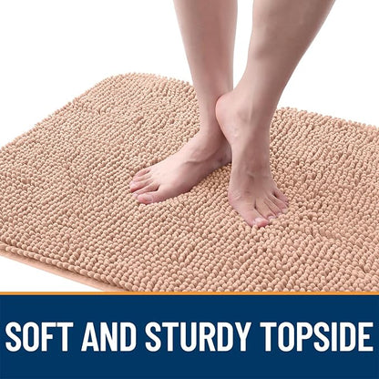 OLANLY Dog Door Mat for Muddy Paws 70x46, Absorbs Moisture and Dirt, Absorbent Non-Slip Washable Doormat, Quick Dry Chenille Mud Mat for Dogs, Entry Indoor Entryway Carpet for Inside Floor, Peach