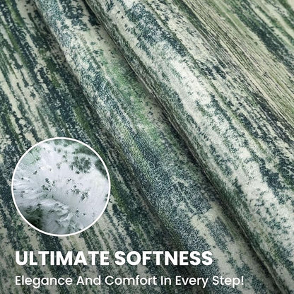2x8 Modern Abstract Runner Rug for Hallways, Dark Green Super Soft Hallway Decor Kitchen Rugs with Non-Slip, Non-Shedding Washable Rug for Entryway Bedroom Indoor