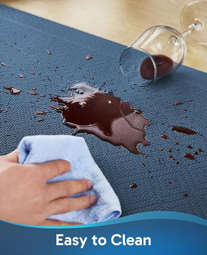 Ophanie Kitchen Mats for Floor, 3/4 inch Thick, 20x32 Anti Fatigue Cushioned Mat, Kitchen Rugs, Waterproof, Comfort Ergonomic Standing Mat for Office, Home, Sink, Blue Non-Slip Ridged Bottom