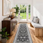 2x6 Runner Rugs for Hallways: Washable Kitchen Rugs Ultra Soft Vintage Carpet Low Pile Floral Runner with Rubber Backing Non Slip for Bedroom Bathroom Laundry Living Room Dining Black White