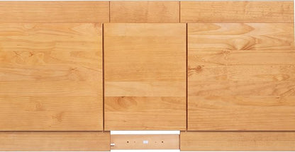 memomad Bali Slim Set: Storage Platform Bed with Drawers + Flat Panel Headboard (King Size, Oak Brown Wood)