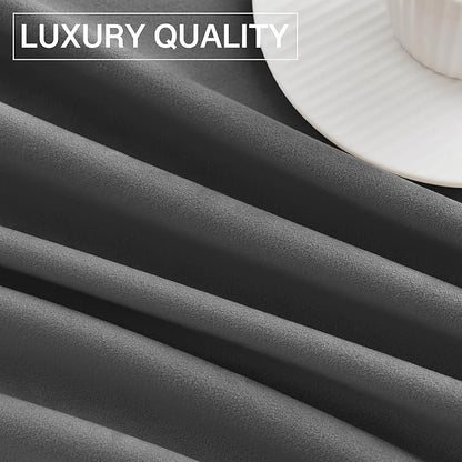 StangH Grey Velvet Curtains 90 inches - Luxury Room Darkening Thermal Insulated Window Treatment Heat Blocking Privacy Drapes for Bedroom/Dining Room, W52 x L90, 2 Panels