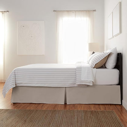 Amazon Basics Lightweight Pleated Bed Skirt, Queen, Taupe, Solid