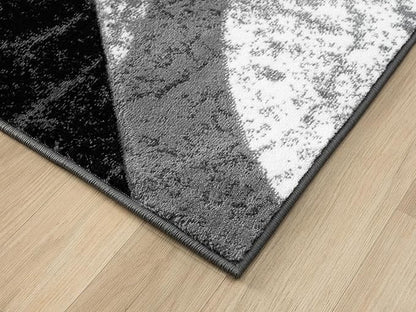 Modern Abstract Area Rug Hand Carved Contemporary Geometric Swirls Vibrant Colors Carpet for Living Room Bedroom Design PR1002 (Grey, 5' x 7')