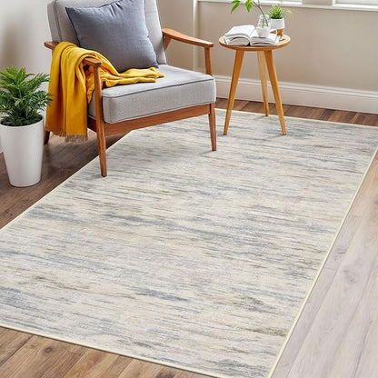 3x5 Modern Abstract Area Rug for Entryway, Gray Beige Neutral Multi Super Soft Washable Rug with Non-Slip, Low-Pile Door Mat Indoor for Living Room Bedroom, Carpet with Non-Shedding