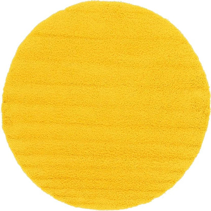 Unique Loom Solid Shag Collection Area Rug (8' Round, Tuscan Sun Yellow)