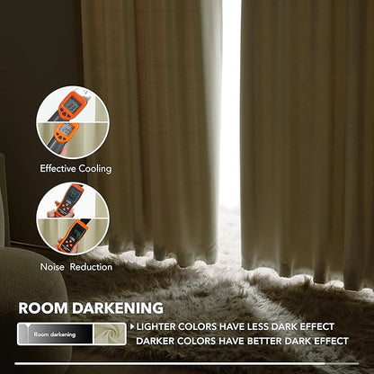 Deconovo Blackout Curtains, Thermal Insulated, W52 x L63 2 Panels, Back Tab, Machine Washable, Room-Darkening Drapes for Bedroom/Living Room Beige