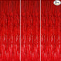 GOER 3.2 ft x 8.2 ft Metallic Tinsel Foil Fringe Curtains Party Photo Backdrop Party Streamers for Birthday,Graduation,New Year Eve Decorations Wedding Decor (3 Pcs, Red)