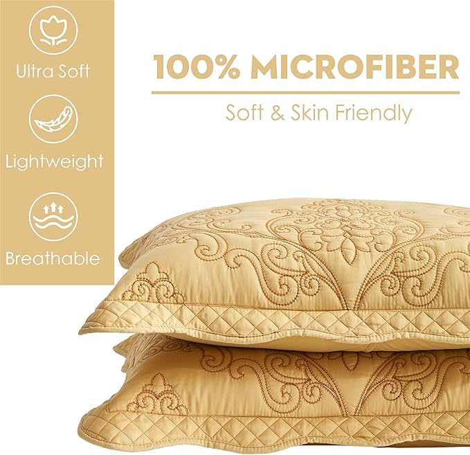 CHIXIN Microfiber King Pillow Shams Set of 2 - Decorative Quilted Pillow Covers - Lagoon - Size (20" x 36")