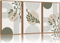 Yeehomedec Boho Sage Green Framed Canvas Wall Art, Mid Century Modern Wall Decor, Large Minimalist Botanical Art Print, Abstract Geometric Line Leaf Art Painting for Bathroom Living Room Bedroom Office 16"x24"x3