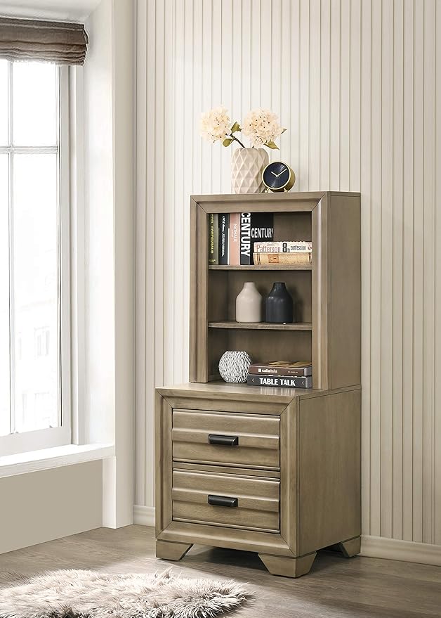 Roundhill Furniture Loiret Light Gray Finish Wood Storage Platform WallBed, Queen