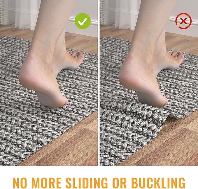 Silicone Non-Slip Rug Pad, Anti Skid Thin Area Rug Pad Gripper, Under Carpet Rug Mats for Hardwood Surface Floors, Keep Rugs in Place-2x8 Ft
