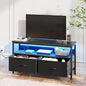 39" Dresser TV Stand for TVs up to 50", Media Console with LED Lights, Charging Station & 2 Drawer Storage Chest, Gaming Entertainment Center with Storage for Bedroom (Black, 39 in)