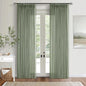 Green Linen Curtains 108 Inches Long 2 Panels Set for Living Room Farmhouse Boho Linen Textured Pinch Pleated Memory Shape Light Filtering Ceiling Semi Sheer Window Curtain Hook Rings Sage Green