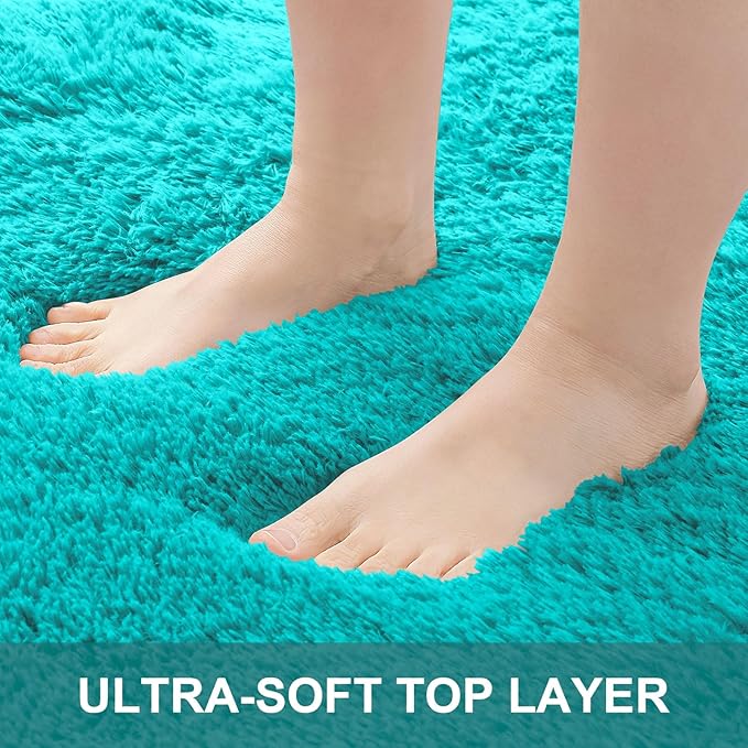 OLANLY 9x12 Machine Washable Large Area Rugs for Living Room, Bedroom, Soft Fluffy Shaggy Bedside Rug, Indoor Floor Carpet for Kids Girls and Boys, Dorms, Nursery, Home Decor Aesthetic, Teal Blue