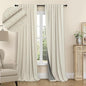 Short Linen Blackout Curtains for Bay Windows 48 Inch Length Bedroom Living Room Bathroom Heat Light Blocking Cute Curtains 48 Inches Long 2 Panels Set Burlap Drapes 52x48 Back Tab & Rod Pocket Beige