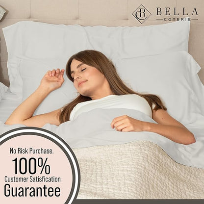 Bella Coterie Luxury Bamboo Viscose 34” Split Top King Size Sheet Set | 1 Fitted Sheet for Sleep Number & Adjustable Beds | 100% Organically Grown | Cooling & Soft | 18” Deep Pocket [Grey Mist]
