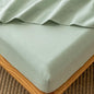 MooMee Fitted Bottom Sheet Only 100% Washed Cotton Linen Like Textured Breathable Durable Soft Comfy Deep Pocket Fits Mattress up to 17" (Sage Green, Twin)