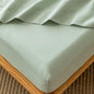 MooMee Fitted Bottom Sheet Only 100% Washed Cotton Linen Like Textured Breathable Durable Soft Comfy Deep Pocket Fits Mattress up to 17" (Sage Green, King)