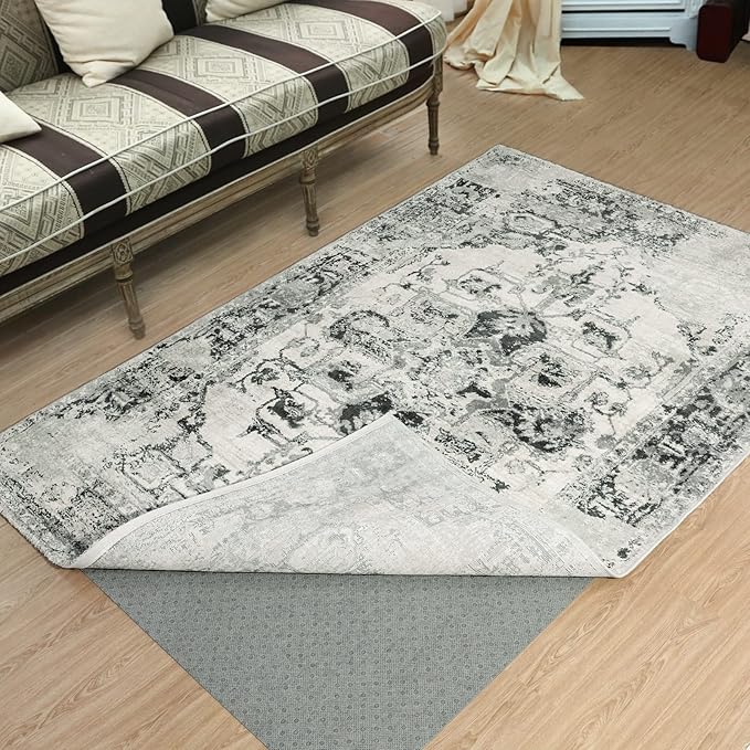LINLA Dual Surface Felt+Rubber Non-Slip Rug Pad, 5'x8', 1/4" Thick, Strong Grip Cushioning Support Pad, Double-Side Anti-Skid, Safe for All Floor and Finishes, Extra Comfort