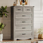 Tall 6-Drawer Dresser for Bedroom, Modern Wooden Chest of Drawers with Metal Handles, Anti-Tipping Design, Sturdy and Stable Storage Organizer for Living Room, Entryway, Home Office, Standard