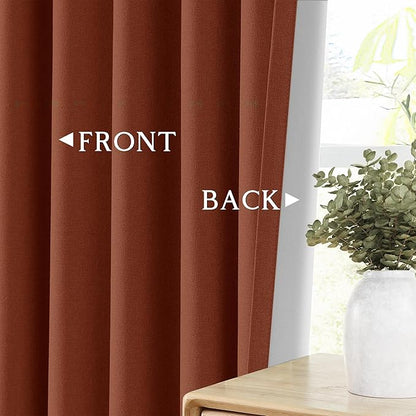 ChrisDowa 100% Blackout Terracotta Solid Curtains 90 Inches Long 2 Panels for Bedroom Living Room,Farmhouse Room Darkening Thermal Insulated Soundproof Grommet Top Window Treatment Drapes,52x90