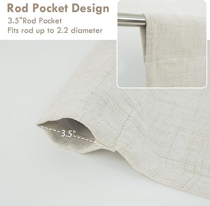 DriftAway Double Layer Linen Blackout Tie Up Curtains Thermal Insulated Fully Lined Balloon Roman Shade Bathroom Window Adjustable Rod Pocket for Small Window 25 Inch by 47 Inch Beige